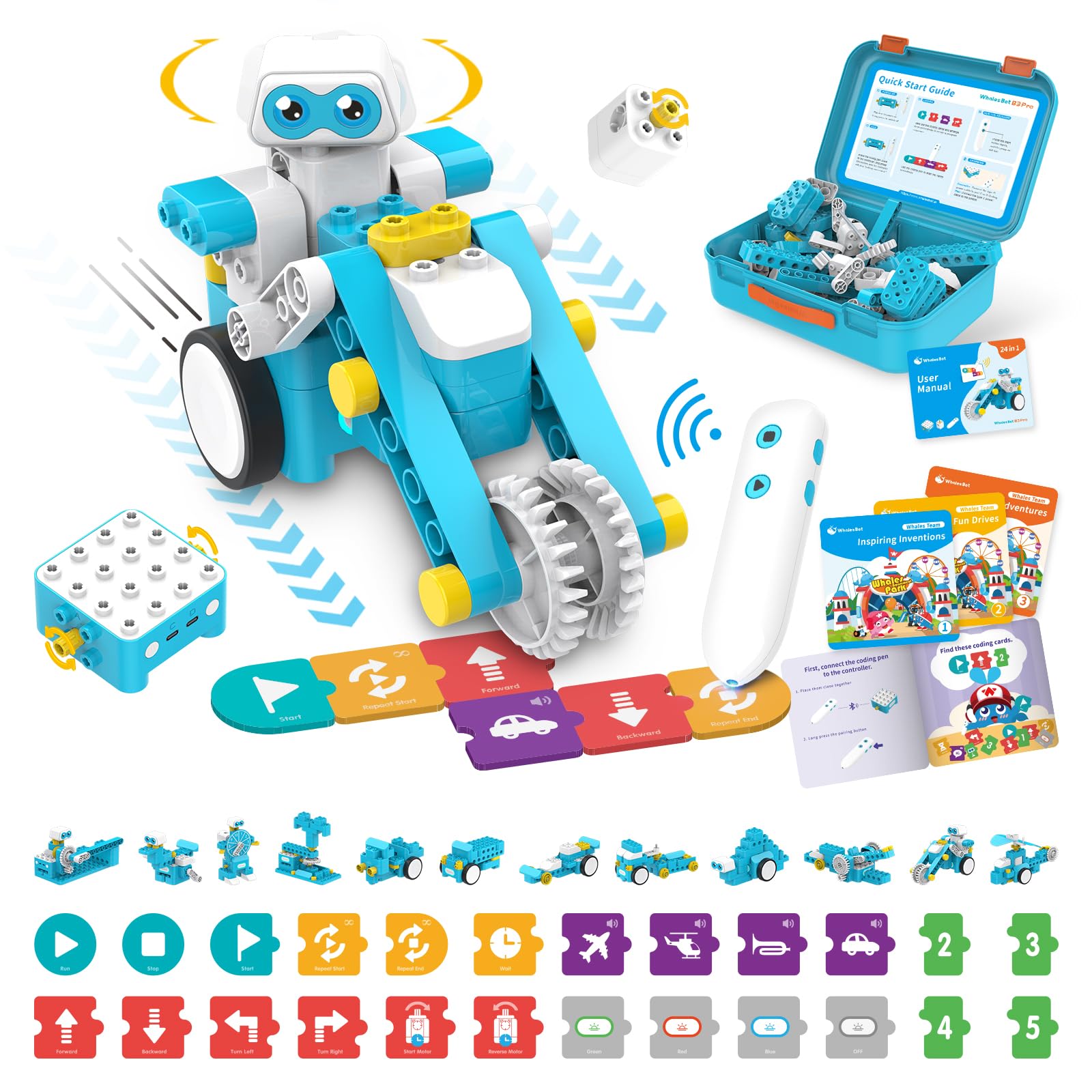 WhalesBot E7 Pro 12-in-1 STEM APP Coding Robot Kit